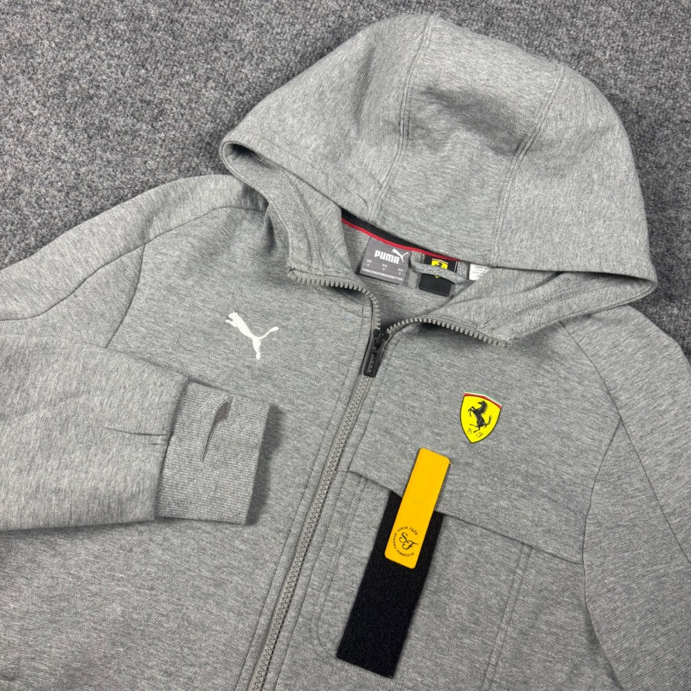 Puma Scuderia Ferrari Mens Small Gray Full Zip Hoodie Motorsport Racing Jacket